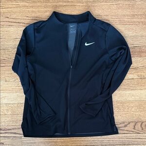 Nike Black Zip-Up Training Jacket with White Swoosh